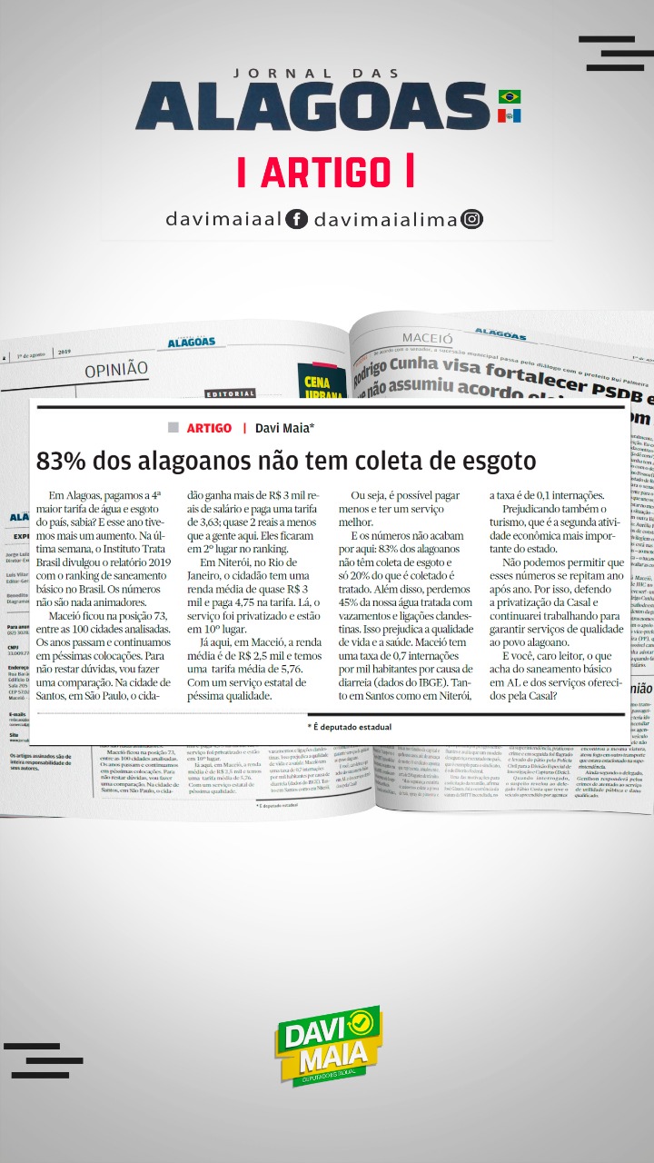 You are currently viewing 83% dos alagoanos não tem coleta de esgoto