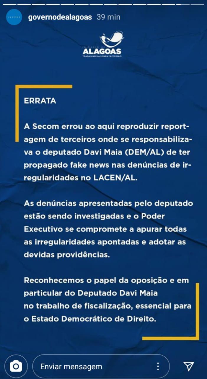 You are currently viewing Governo confirma que divulgou notícia falsa sobre o deputado Davi Maia