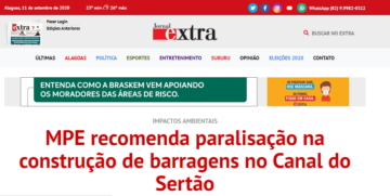 Read more about the article EXTRA: MPE recomenda paralisação na construção de barragens no Canal do Sertão